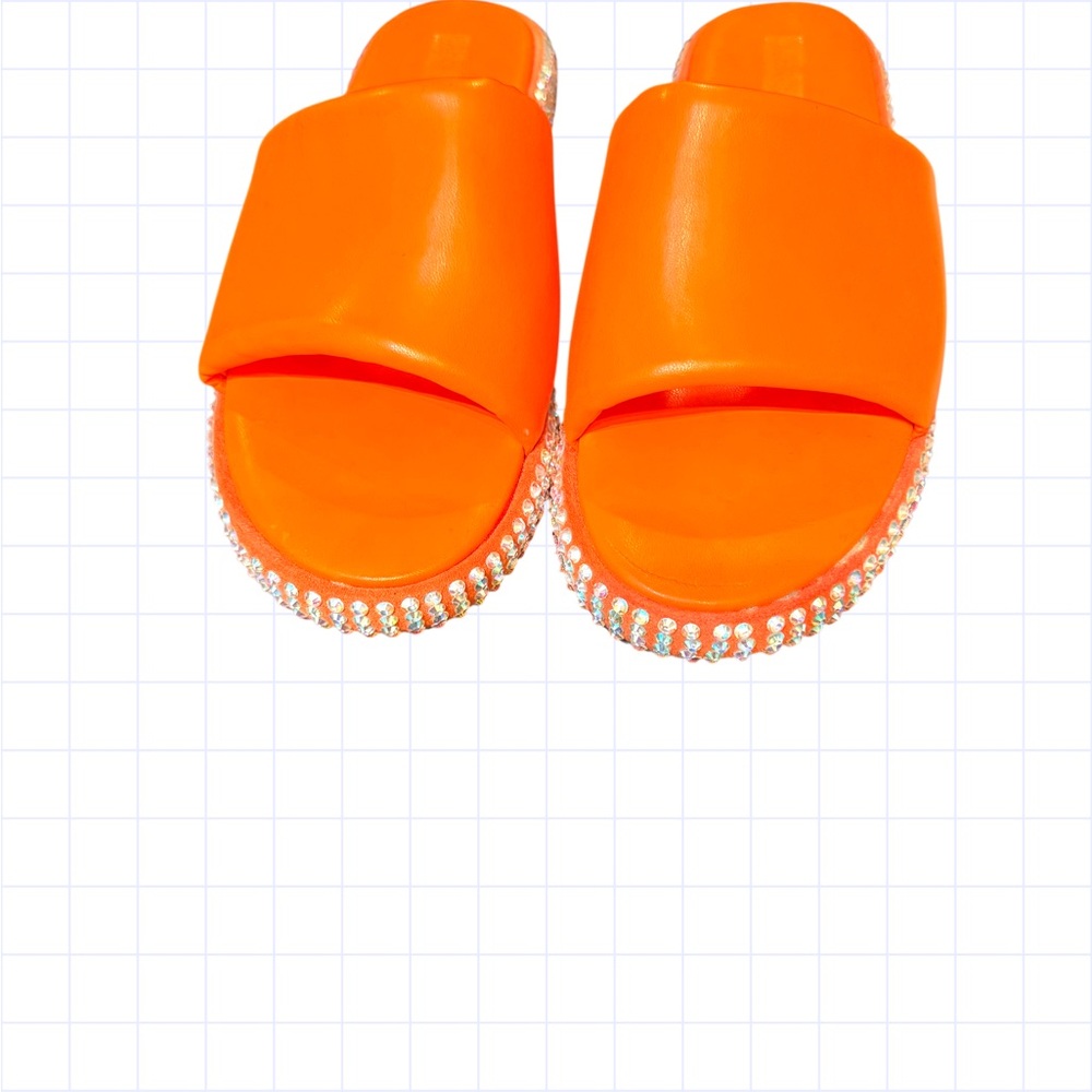 Cape Robbin Neon Orange Rhinestone Slide - Picture 8 of 8